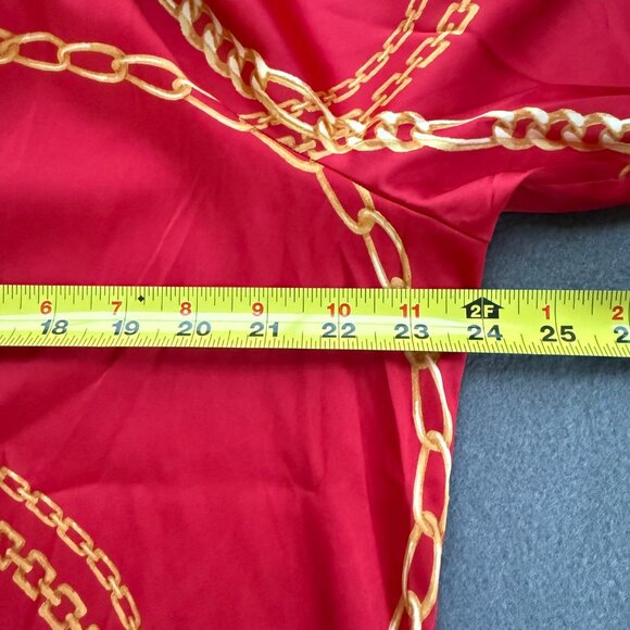 Bold Elements Women's Pullover Wrap Long Sleeve Red Chain Blouse Size XL NWT - Picture 10 of 11